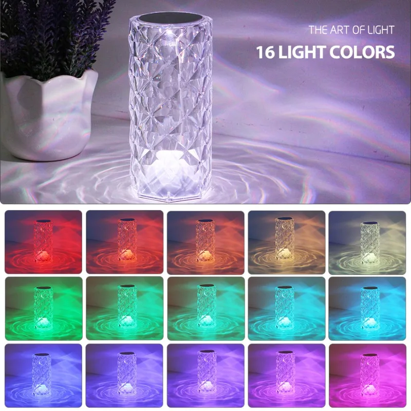 Crystal Diamond Rose Lamp