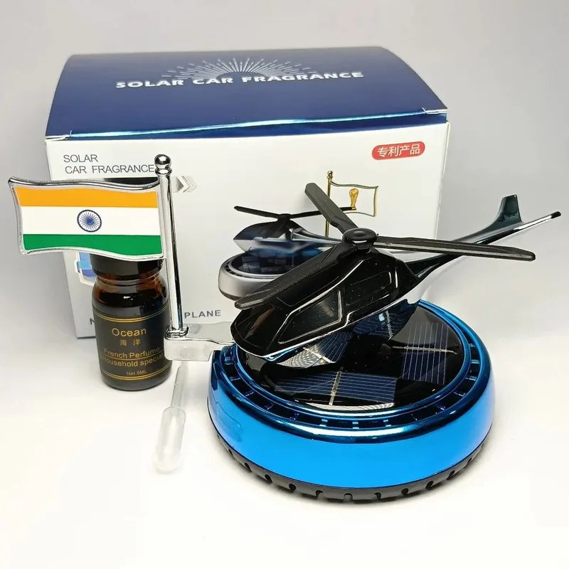 Helicopter with flag solar Car Air fresheners