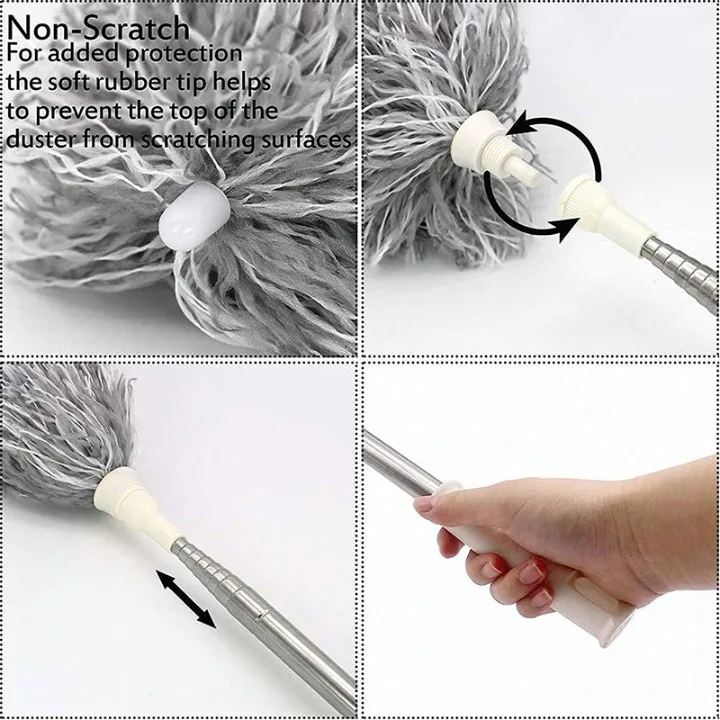 Microfiber Feather Duster(Cleaning High Ceiling Fans,Window Blinds, Furniture)