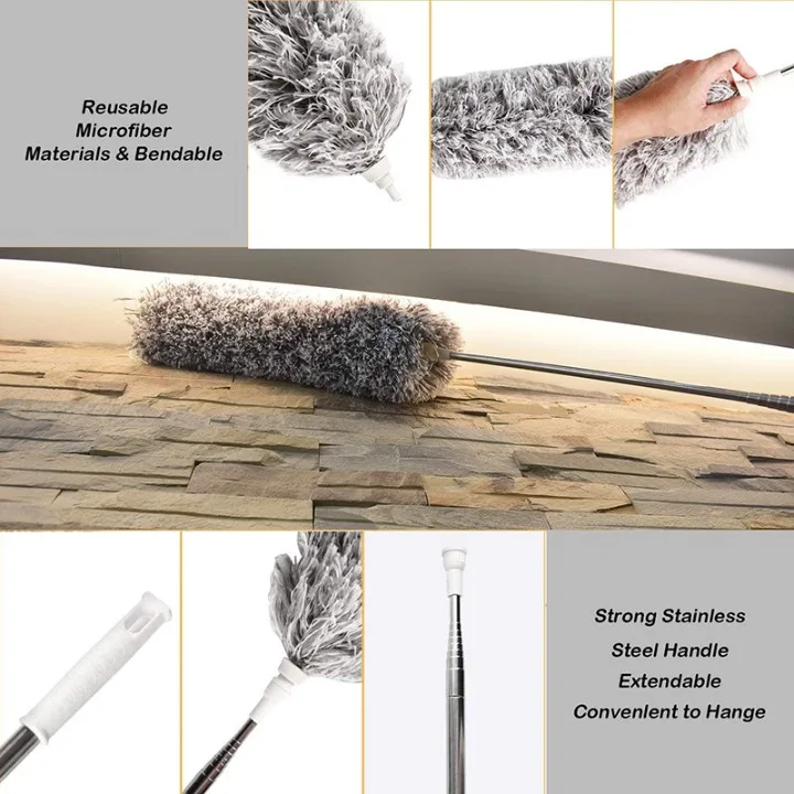 Microfiber Feather Duster(Cleaning High Ceiling Fans,Window Blinds, Furniture)