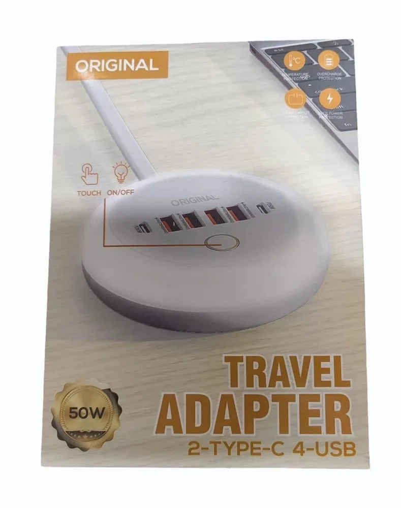 Travel Adapter, 50W, 2-TYPE-C, 4-USB