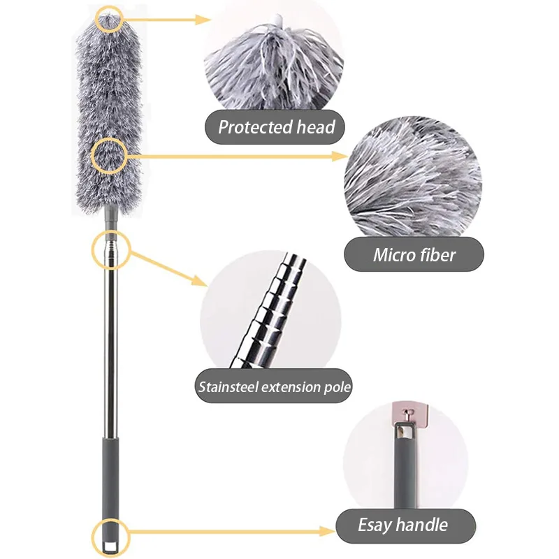 Microfiber Feather Duster(Cleaning High Ceiling Fans,Window Blinds, Furniture)