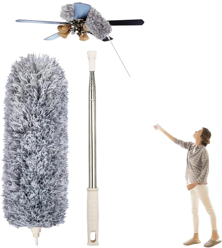 Microfiber Feather Duster(Cleaning High Ceiling Fans,Window Blinds, Furniture)