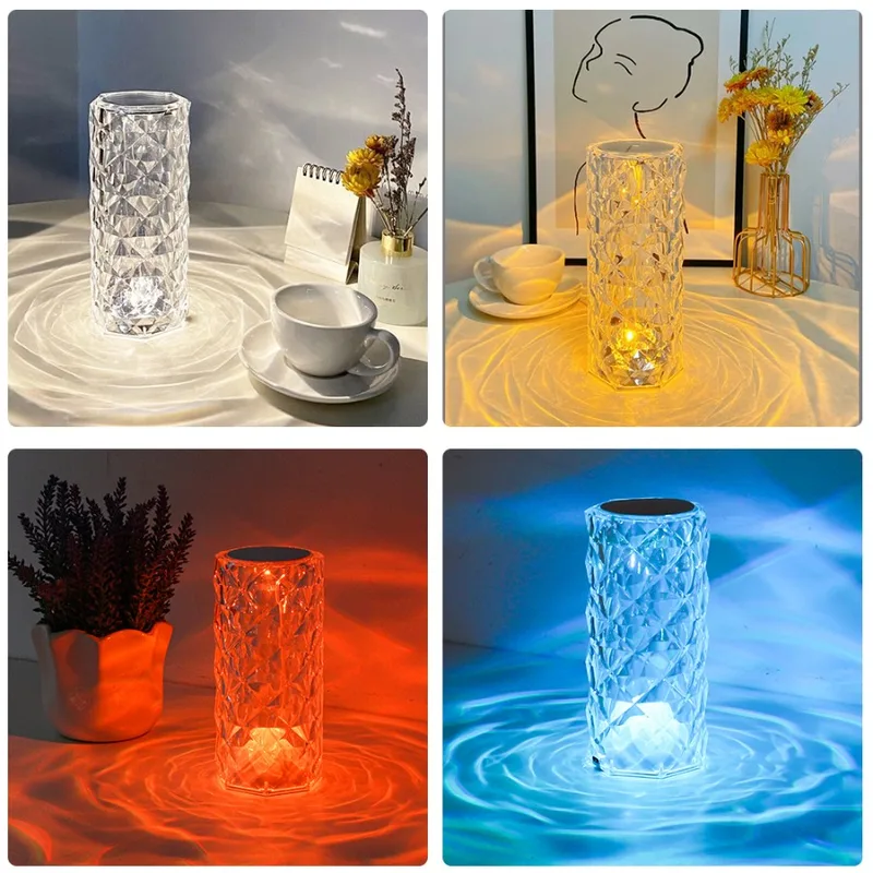 Crystal Diamond Rose Lamp