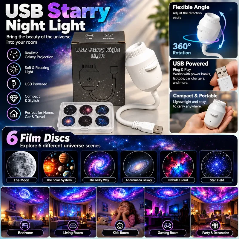 Usb Projector Starry Sky Night Light with night lamp